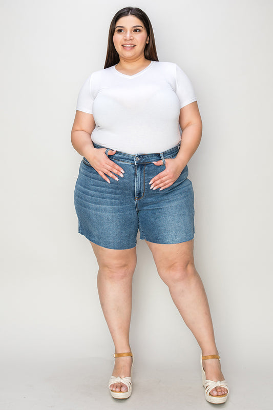 Judy Blue Full Size High Waist Slim Denim Shorts - The Boutie Shop