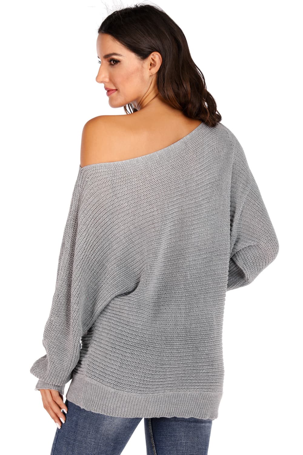 One Shoulder Dolman Sleeve Sweater - The Boutie Shop