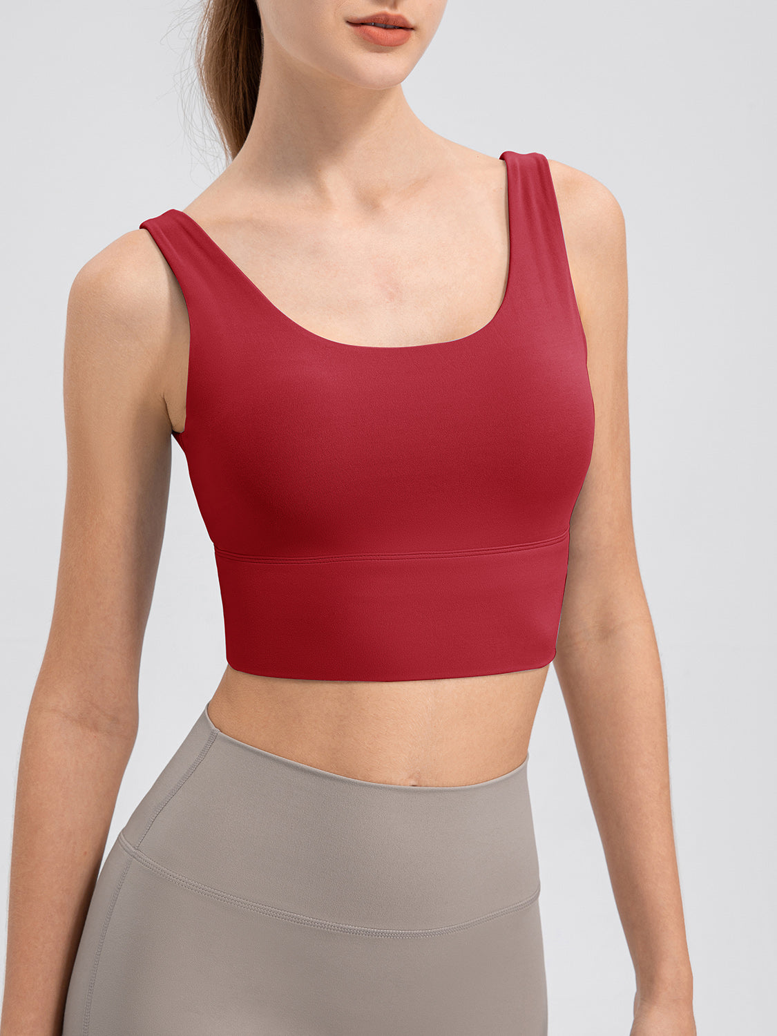 Scoop Neck Wide Strap Active Tank - The Boutie Shop