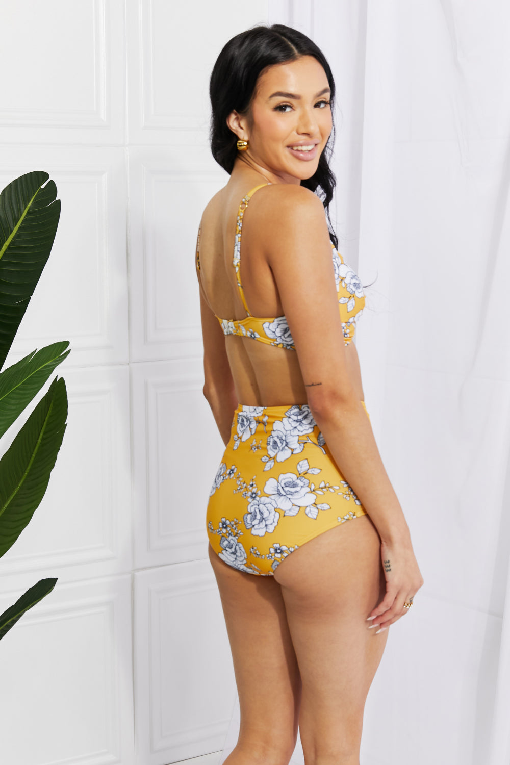 Marina West Swim Take A Dip Twist High-Rise Bikini in Mustard - The Boutie Shop