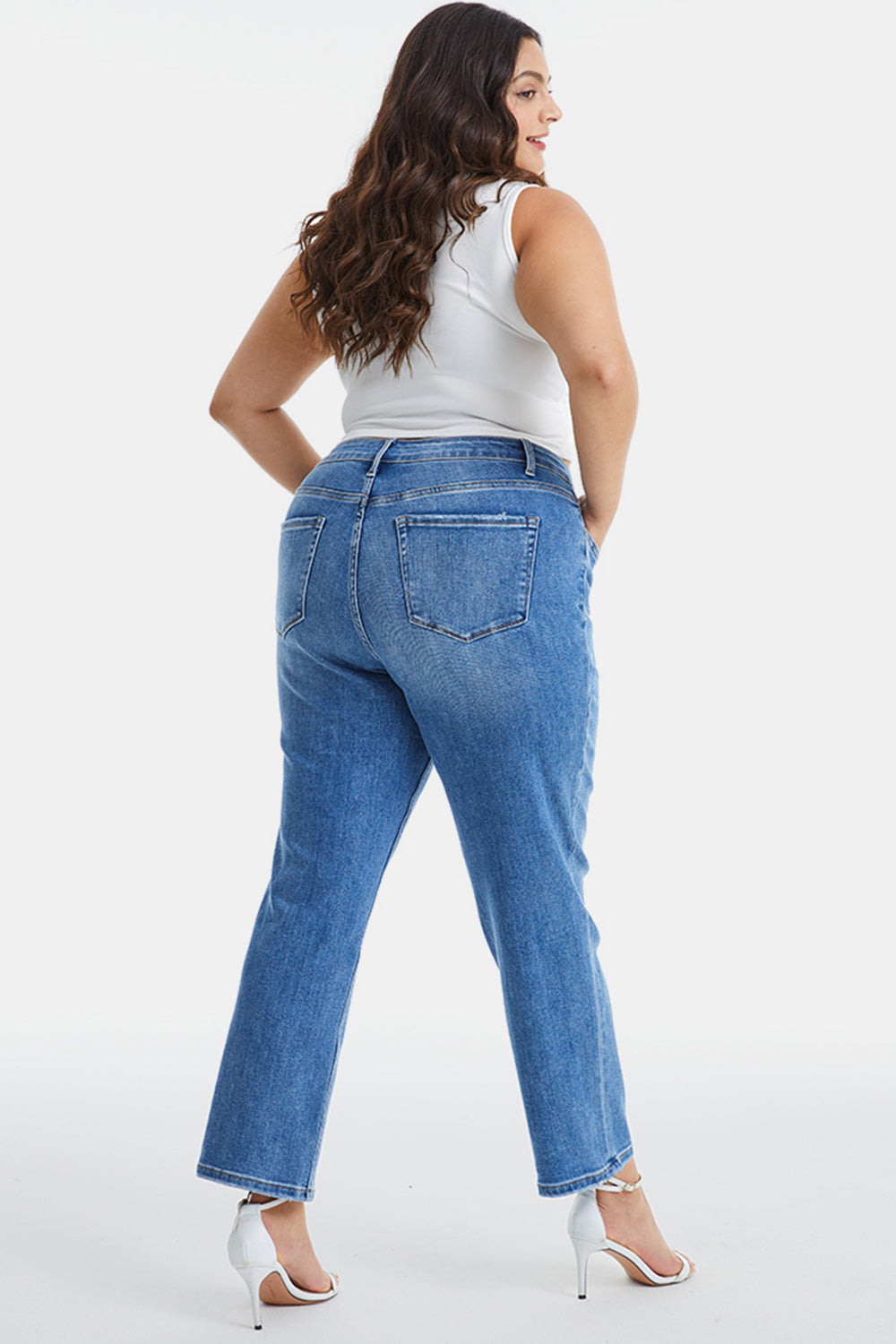 BAYEAS Full Size High Waist Raw Hem Straight Jeans - The Boutie Shop