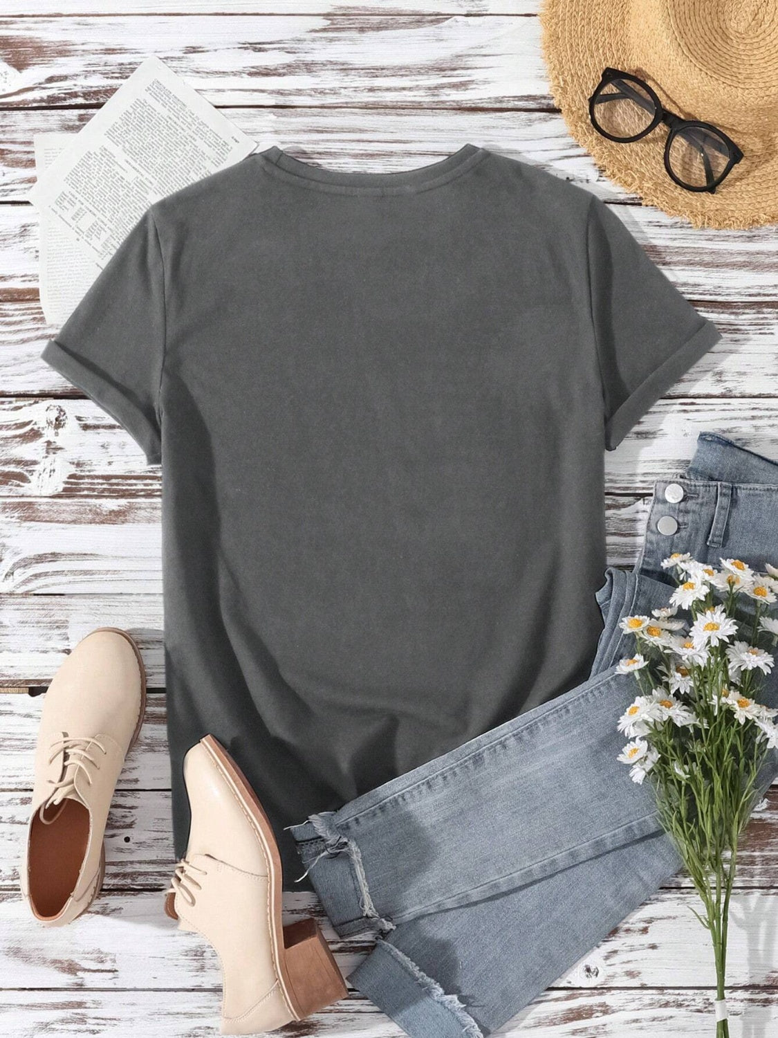 Lucky Clover Round Neck Short Sleeve T-Shirt - The Boutie Shop