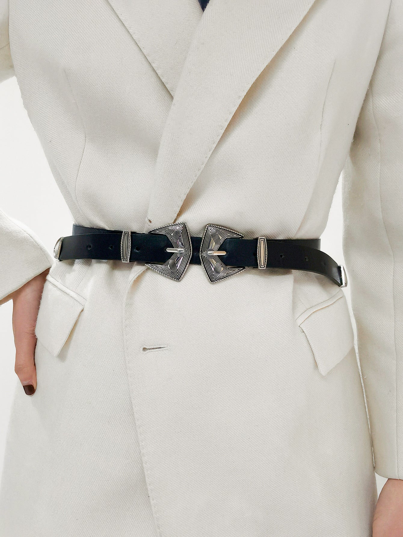 Double Buckle PU Leather Belt - The Boutie Shop