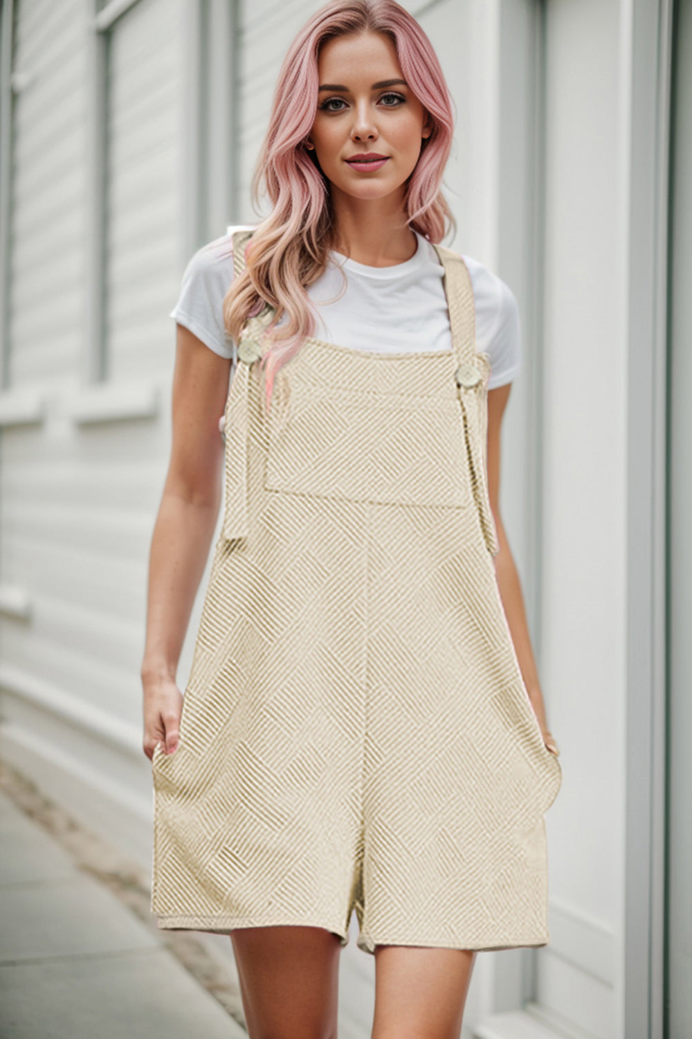 Textured Overall with Pockets - The Boutie Shop