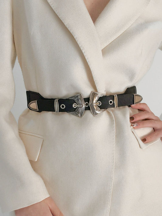 Double Buckle PU Leather Belt - The Boutie Shop