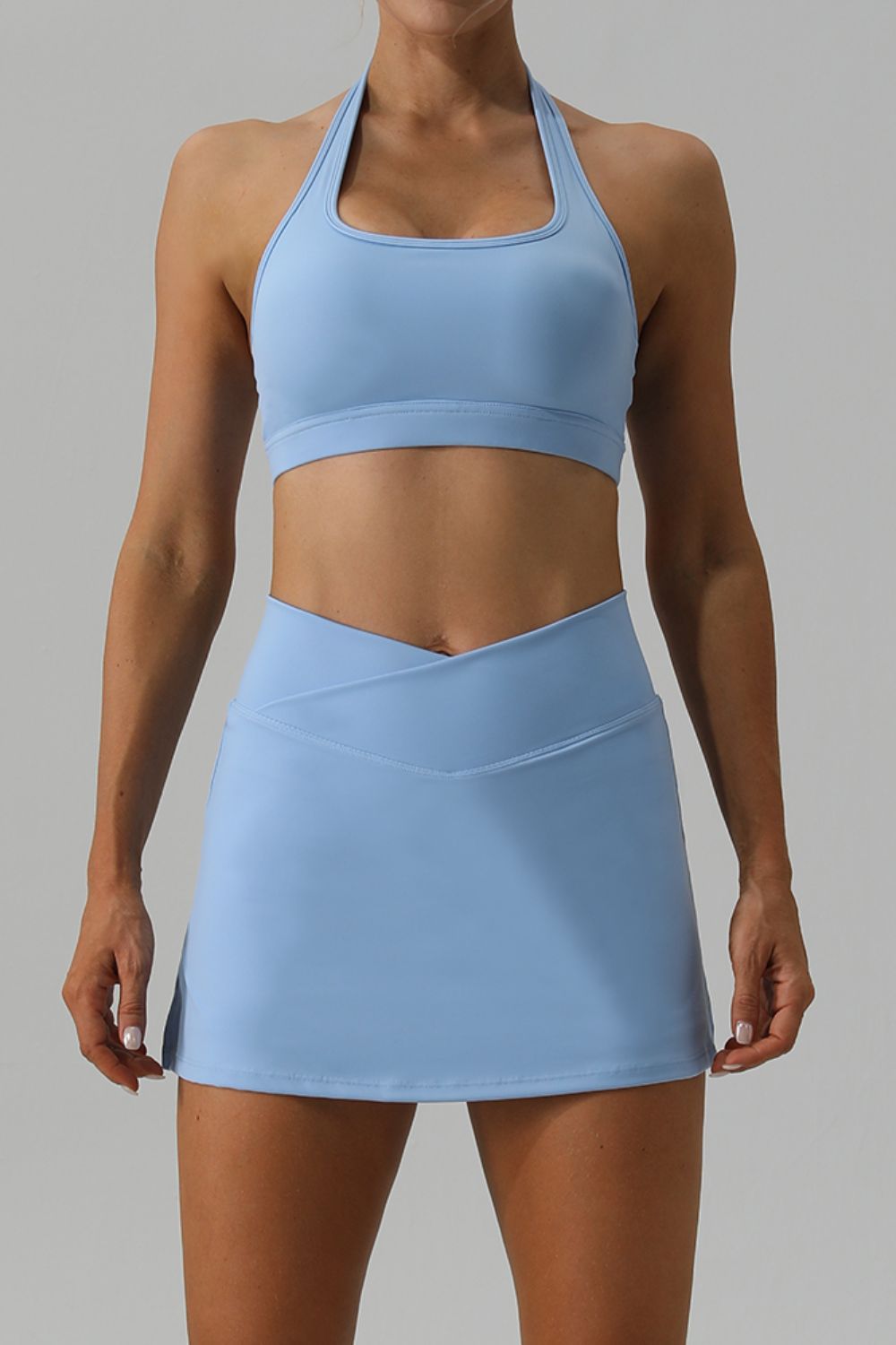 Halter Neck Tank and Slit Skirt Active Set - The Boutie Shop