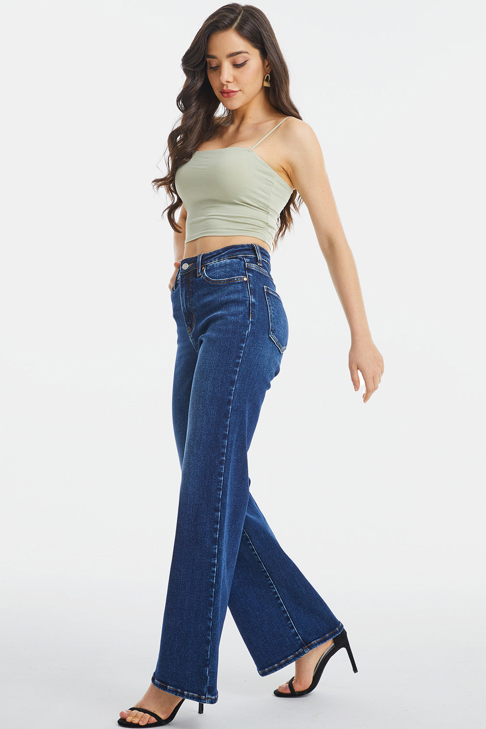 BAYEAS Full Size High Waist Cat's Whisker Wide Leg Jeans - The Boutie Shop