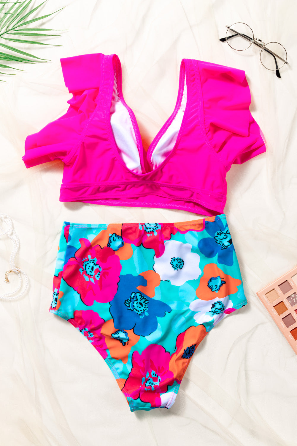 Cropped Swim Top and Floral Bottoms Set - The Boutie Shop