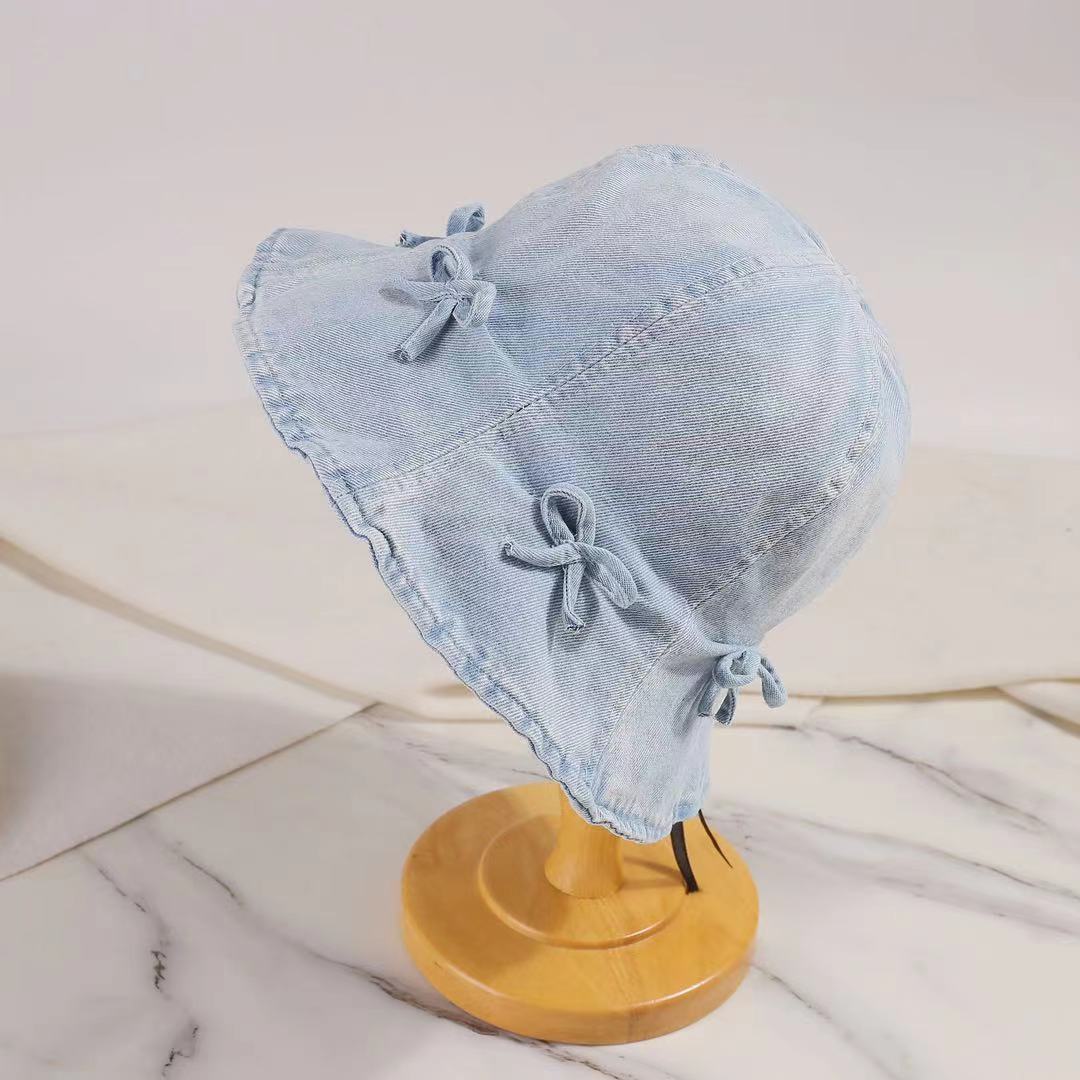 Bow Trim Denim Hat