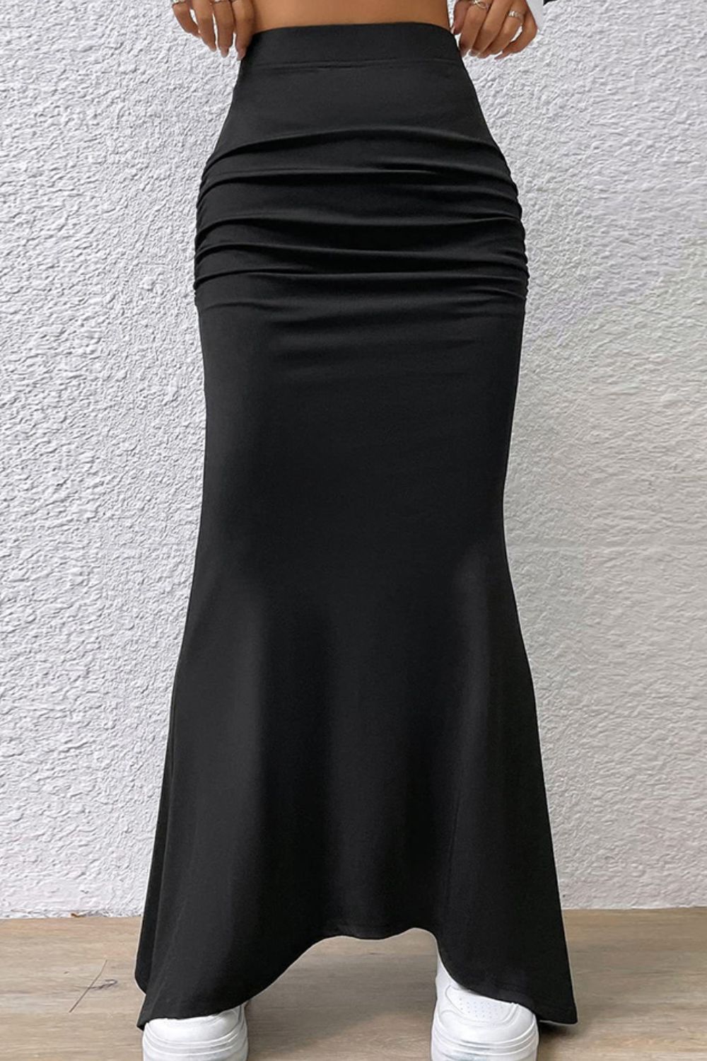 Ruched Maxi Trumpet Skirt - The Boutie Shop