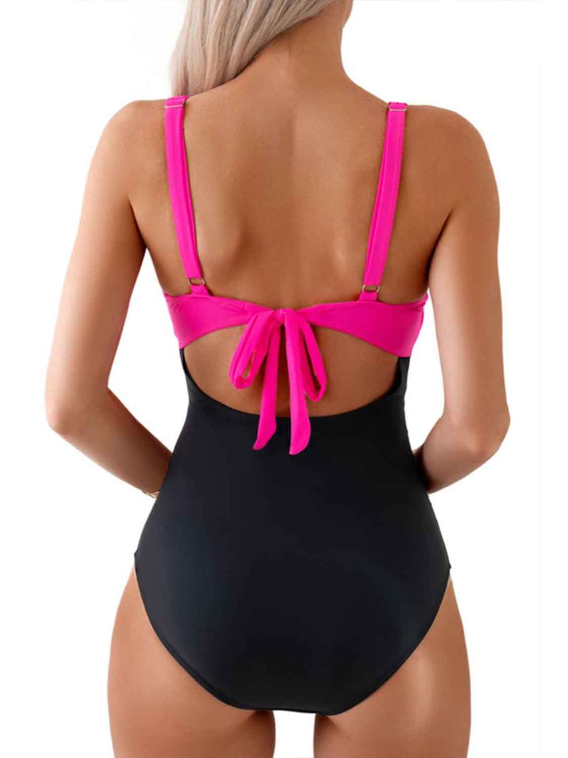 Tied Cutout Contrast One-Piece Swimwear - The Boutie Shop