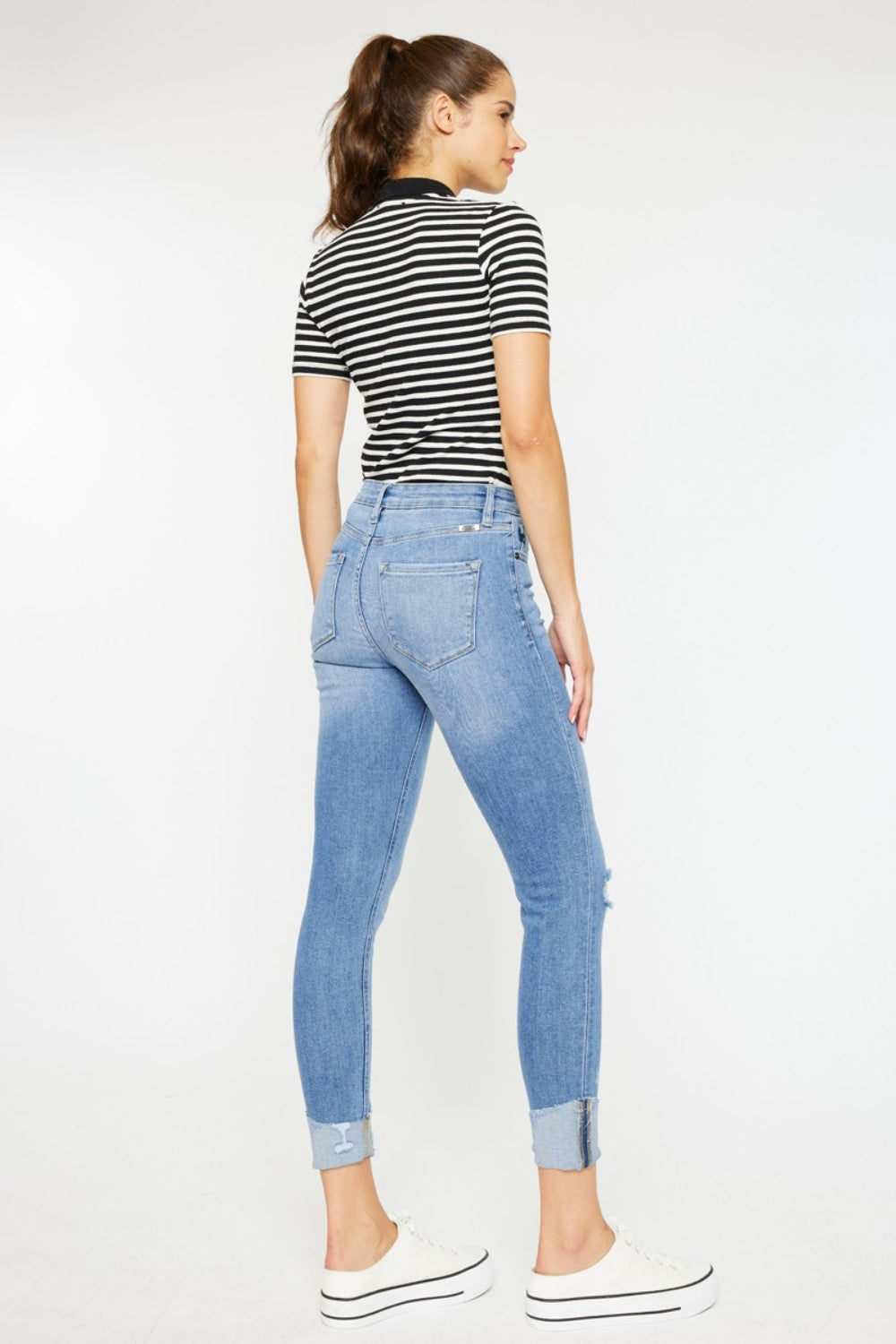 Kancan Distressed Cat's Whiskers Button Fly Jeans - The Boutie Shop