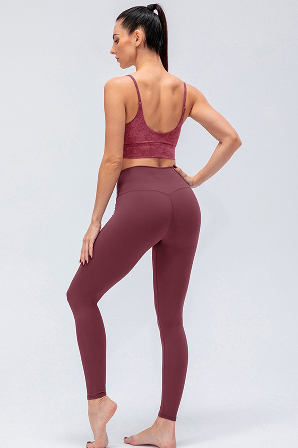 Wide Waistband Slim Fit Active Leggings - The Boutie Shop