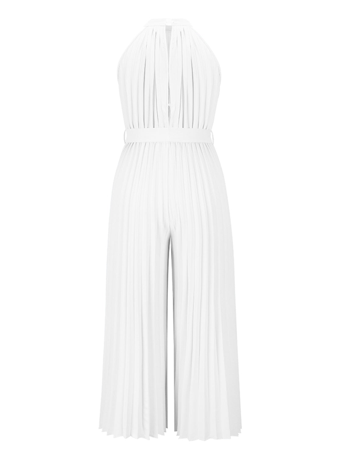 Cutout Tied Pleated Sleeveless Jumpsuit - The Boutie Shop