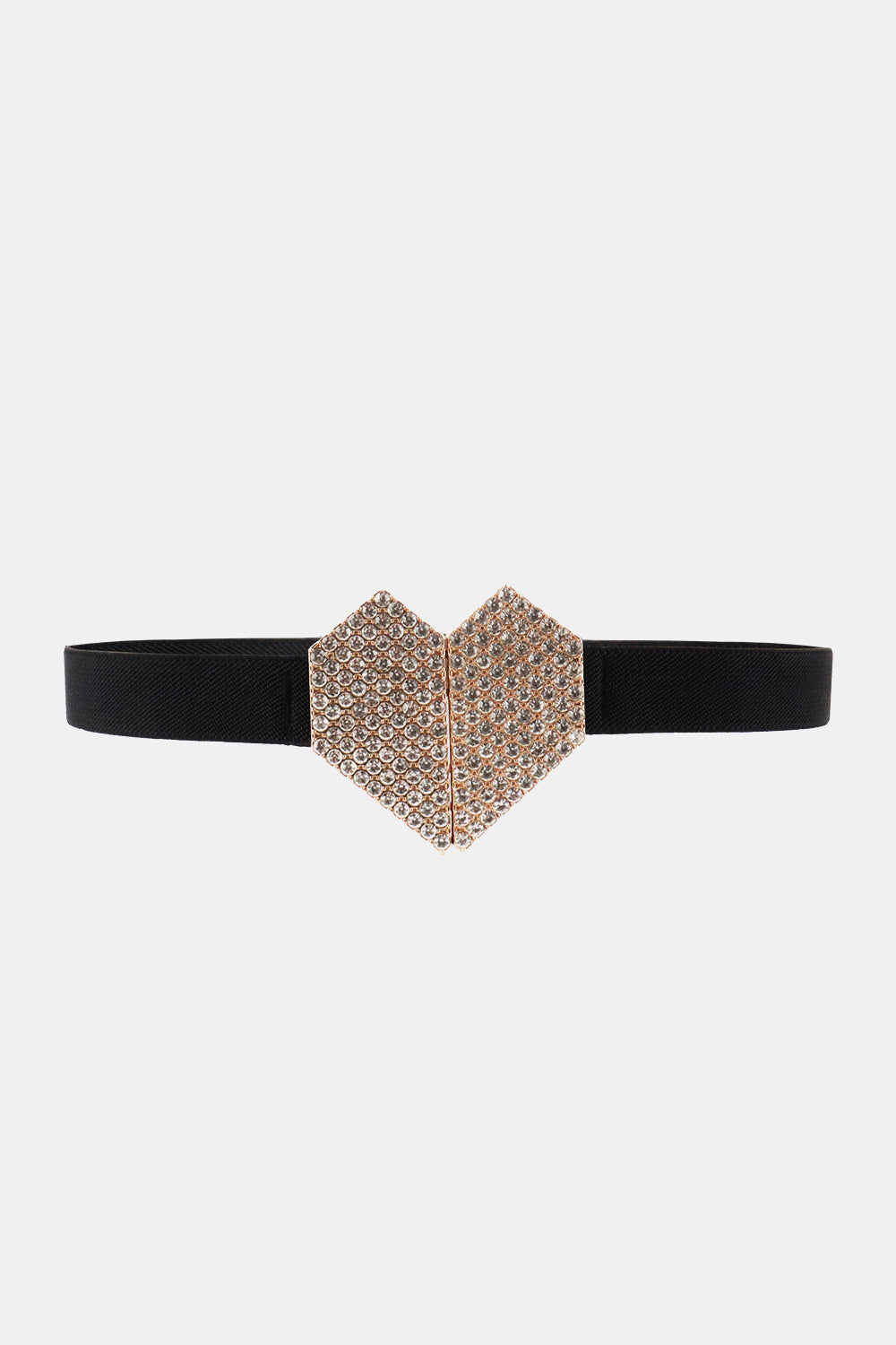 Rhinestone Heart Buckle Elastic Belt - The Boutie Shop