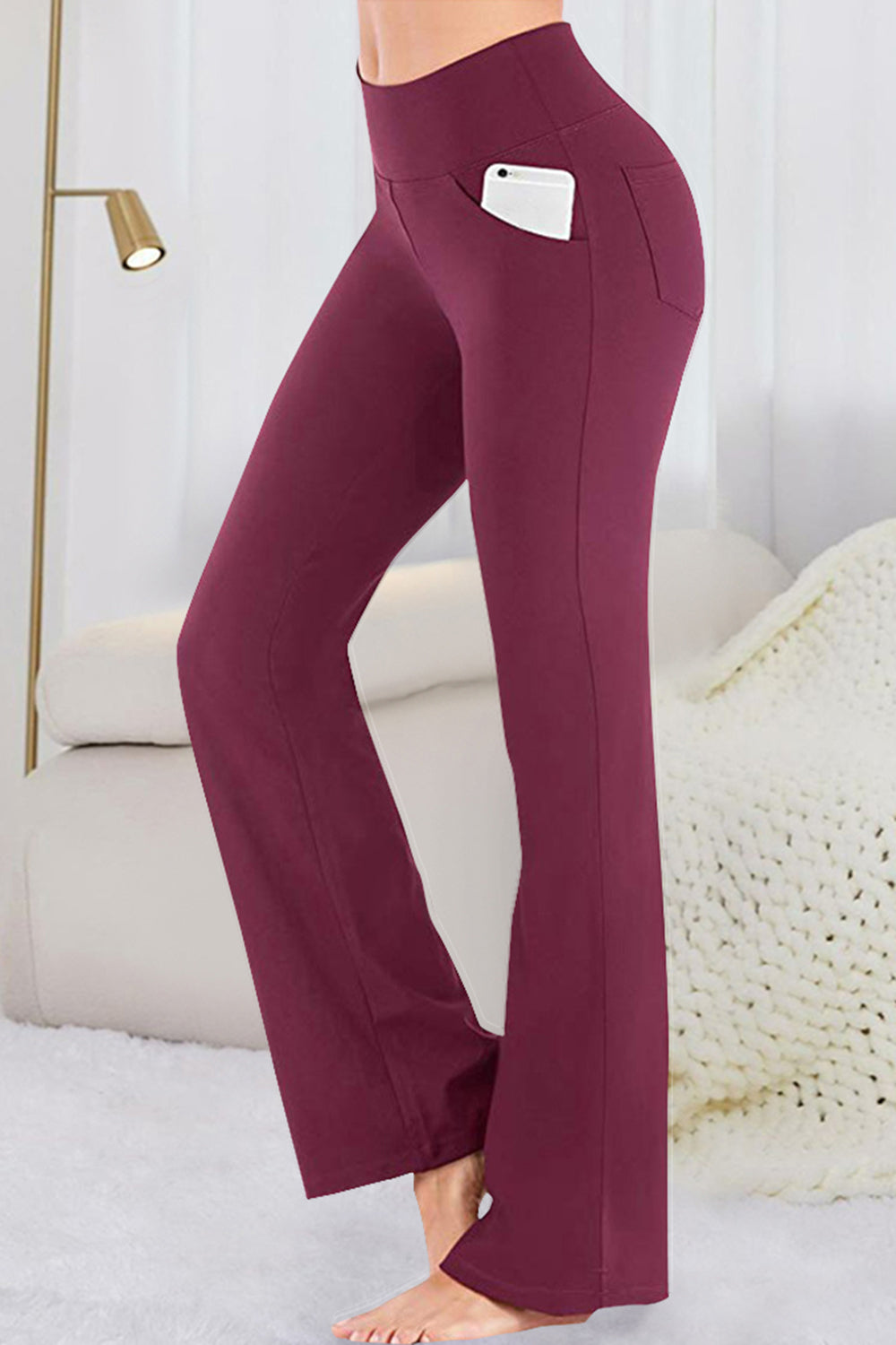 Pocketed High Waist Active Pants - The Boutie Shop