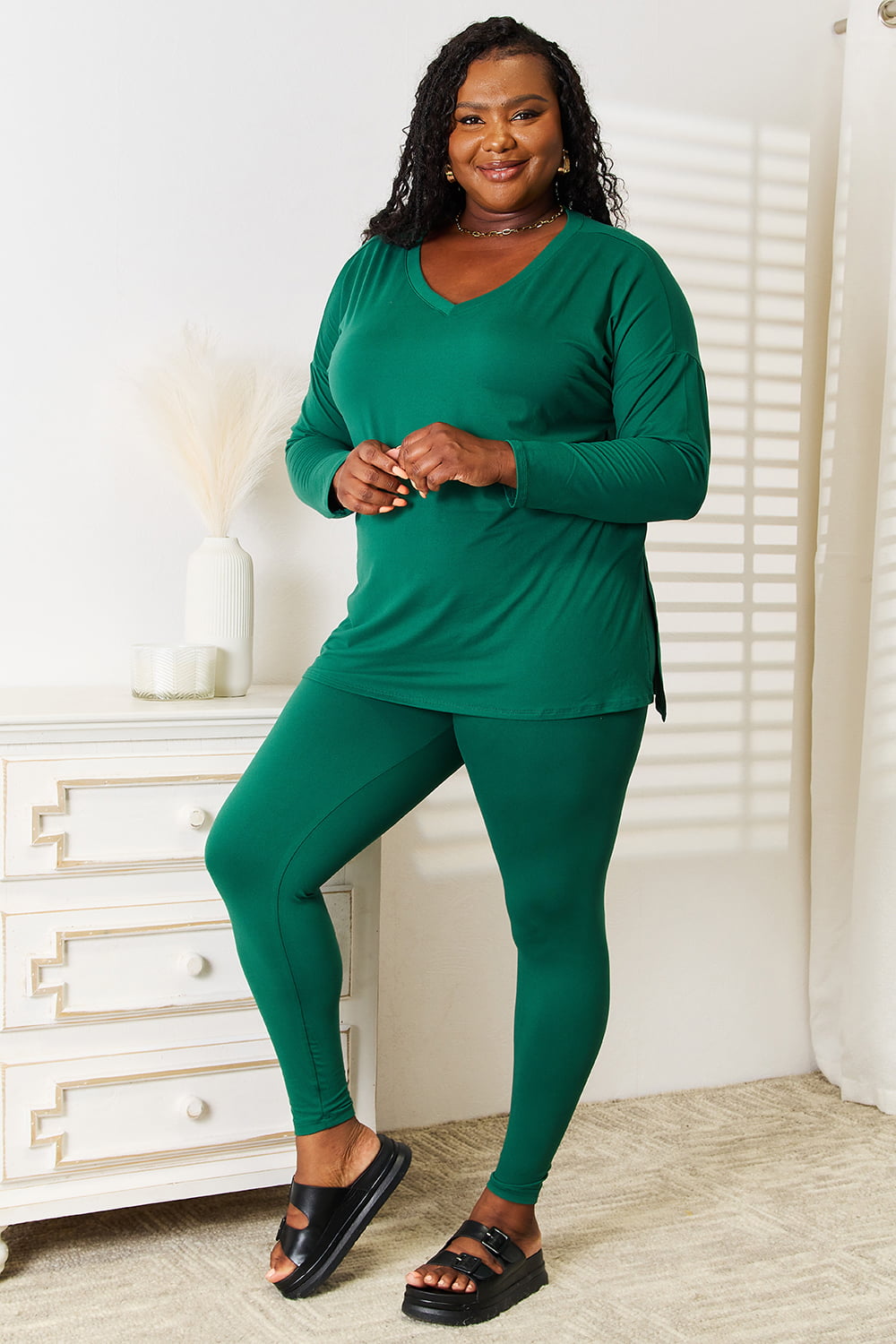 Zenana Lazy Days Full Size Long Sleeve Top and Leggings Set - The Boutie Shop