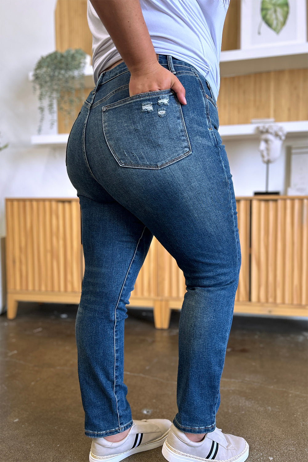 Judy Blue Full Size Tummy Control High Waist Slim Jeans - The Boutie Shop