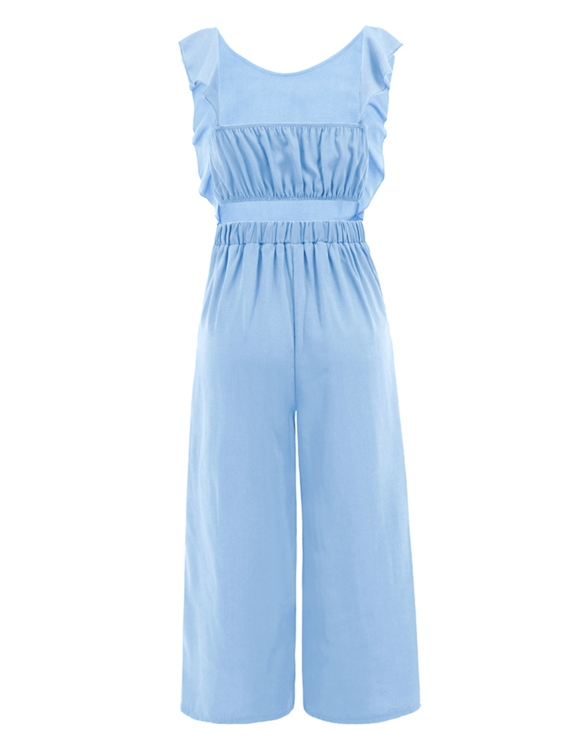 Tied Ruffled Round Neck Jumpsuit - The Boutie Shop