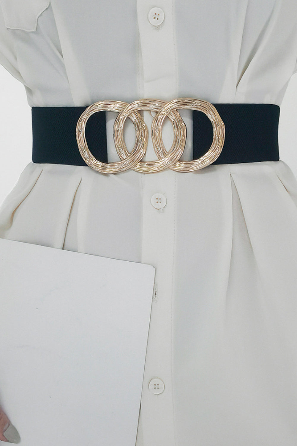 Zinc Alloy Buckle Elastic Wide Belt - The Boutie Shop