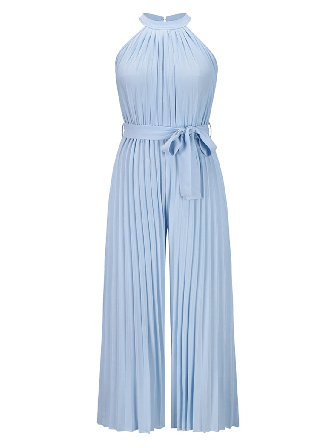 Cutout Tied Pleated Sleeveless Jumpsuit - The Boutie Shop