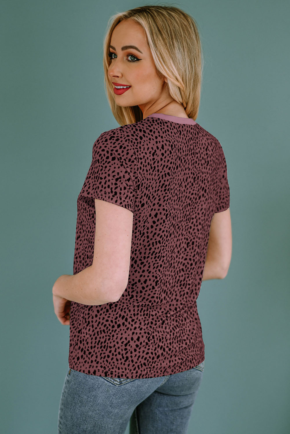 Animal Print Round Neck Short Sleeve T-Shirt - The Boutie Shop