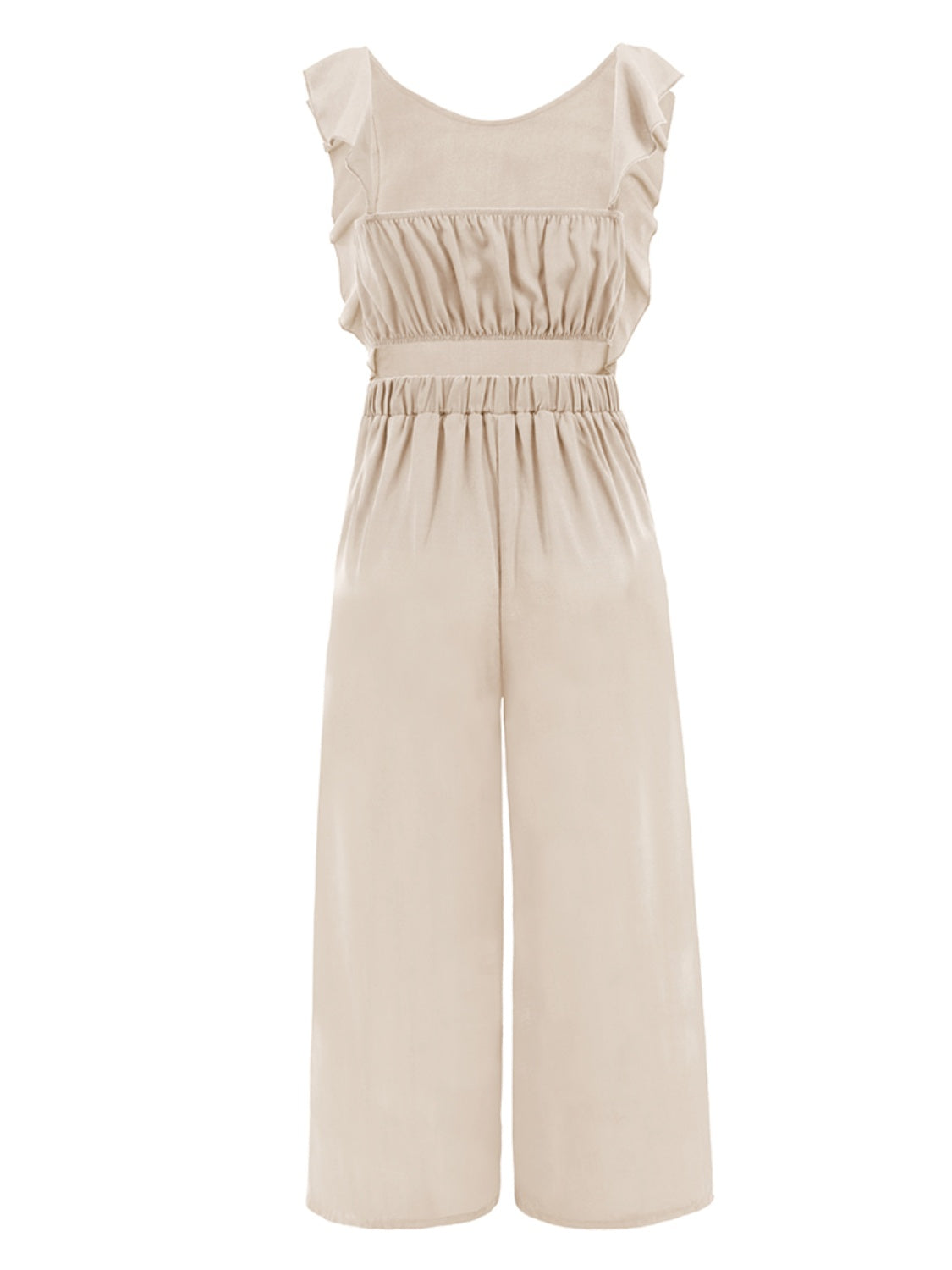 Tied Ruffled Round Neck Jumpsuit - The Boutie Shop