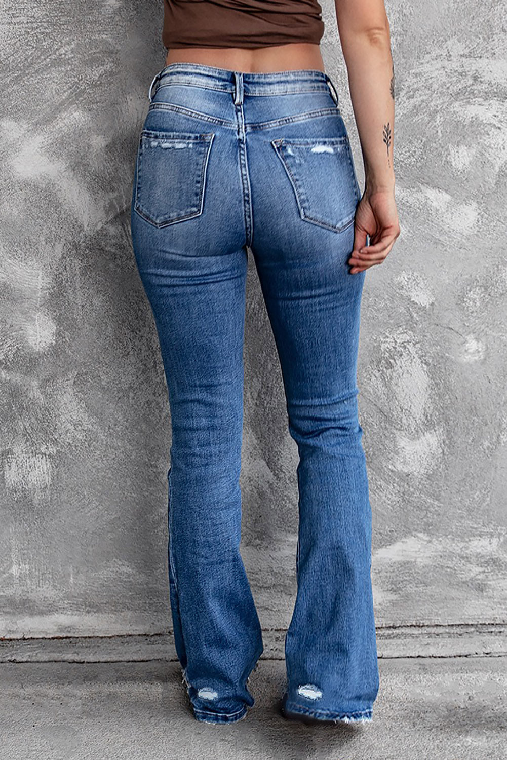 Sequin Bow Distressed Bootcut Jeans - The Boutie Shop