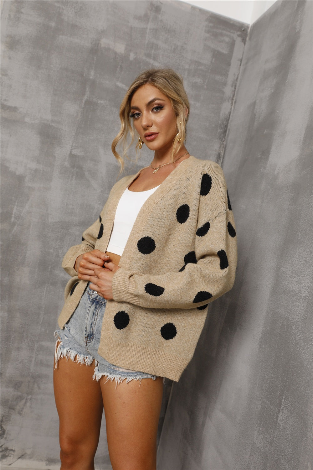 Angel Wings Polka Dot Open Front Cardigan - The Boutie Shop